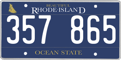 RI license plate 357865