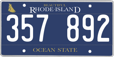 RI license plate 357892