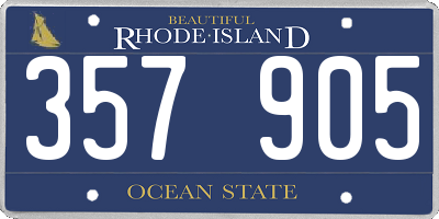 RI license plate 357905