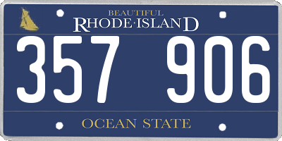 RI license plate 357906