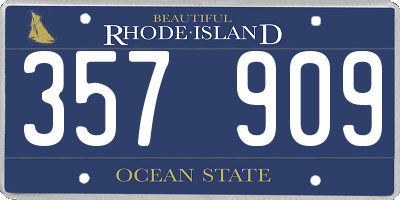 RI license plate 357909