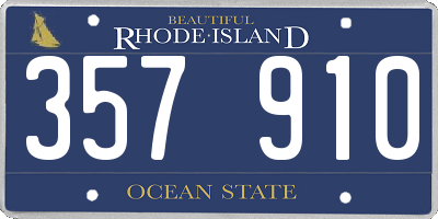 RI license plate 357910