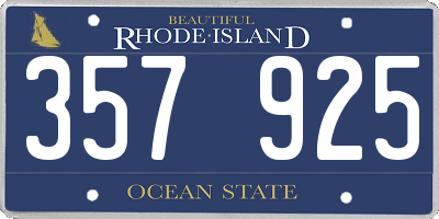 RI license plate 357925