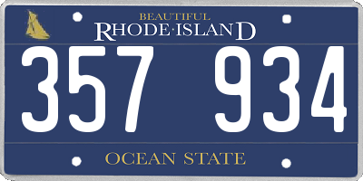 RI license plate 357934