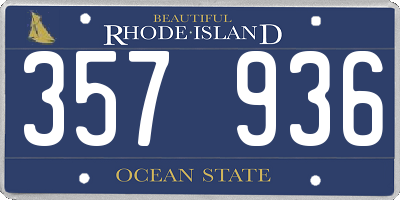 RI license plate 357936