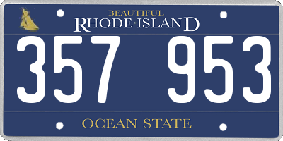 RI license plate 357953