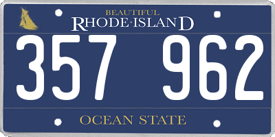 RI license plate 357962