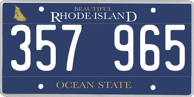 RI license plate 357965
