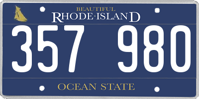 RI license plate 357980