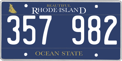 RI license plate 357982