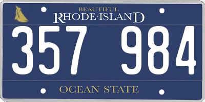 RI license plate 357984