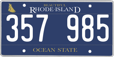 RI license plate 357985