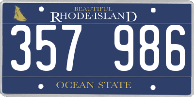 RI license plate 357986