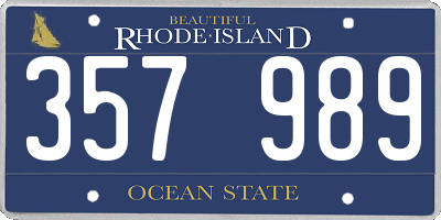 RI license plate 357989