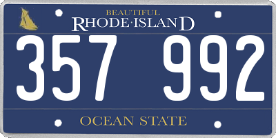 RI license plate 357992