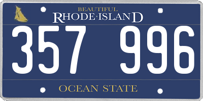 RI license plate 357996