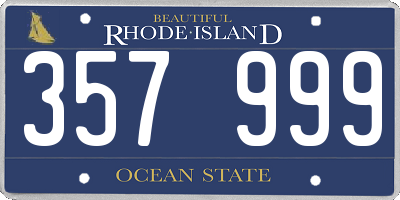 RI license plate 357999