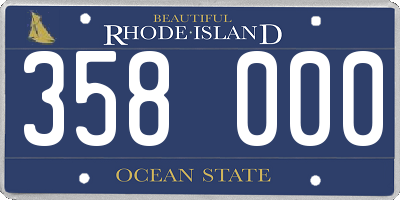 RI license plate 358000