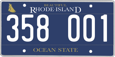 RI license plate 358001