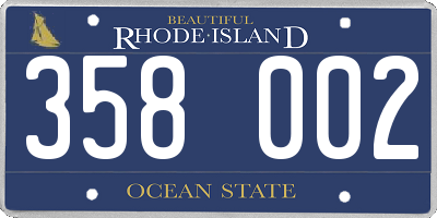 RI license plate 358002