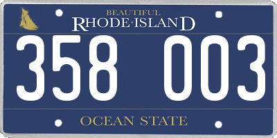 RI license plate 358003