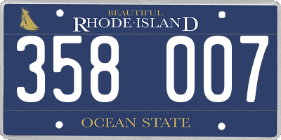 RI license plate 358007