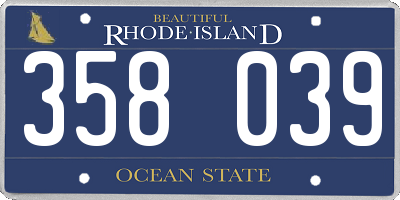RI license plate 358039