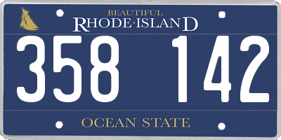 RI license plate 358142