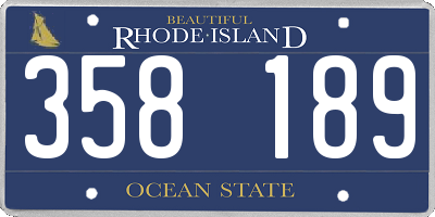 RI license plate 358189