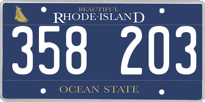 RI license plate 358203