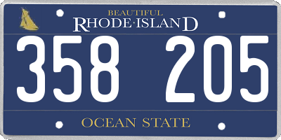 RI license plate 358205
