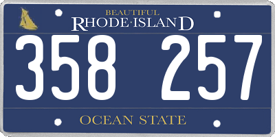 RI license plate 358257