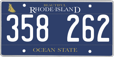 RI license plate 358262