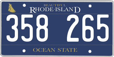 RI license plate 358265