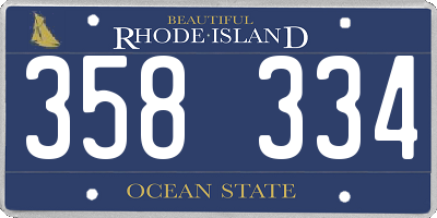 RI license plate 358334
