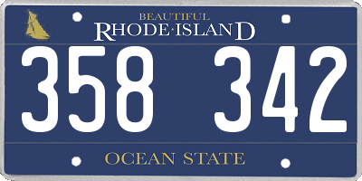 RI license plate 358342