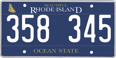 RI license plate 358345