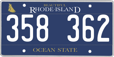 RI license plate 358362