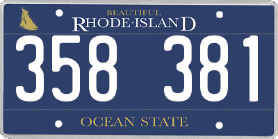 RI license plate 358381