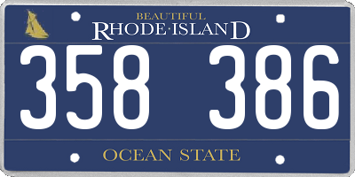 RI license plate 358386