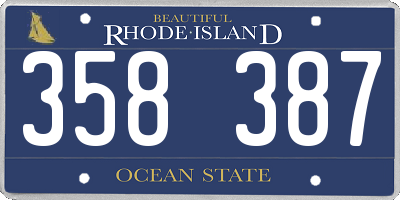 RI license plate 358387