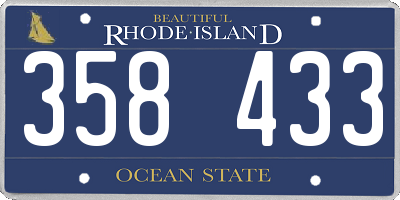 RI license plate 358433