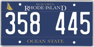 RI license plate 358445