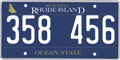 RI license plate 358456