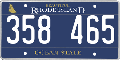 RI license plate 358465
