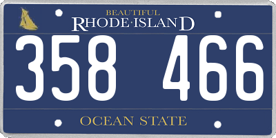 RI license plate 358466