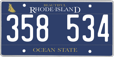 RI license plate 358534
