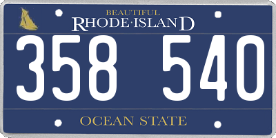 RI license plate 358540