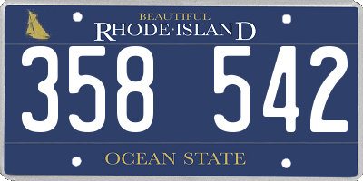 RI license plate 358542