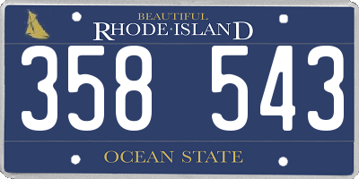 RI license plate 358543